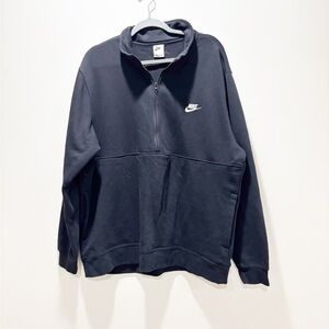 NIKE Men's Sportswear Club Brushed Back Black Half-Zip Sweatshirt Size XXL